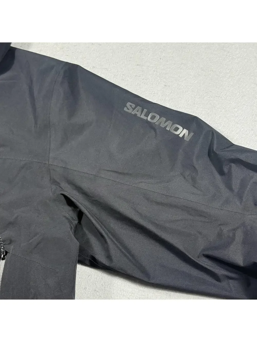 Salomon Gore-Tex Waterproof Hooded Rain Shell Jacket Black Mens XL